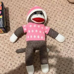 Pink and Brown Sock Monkey Plush